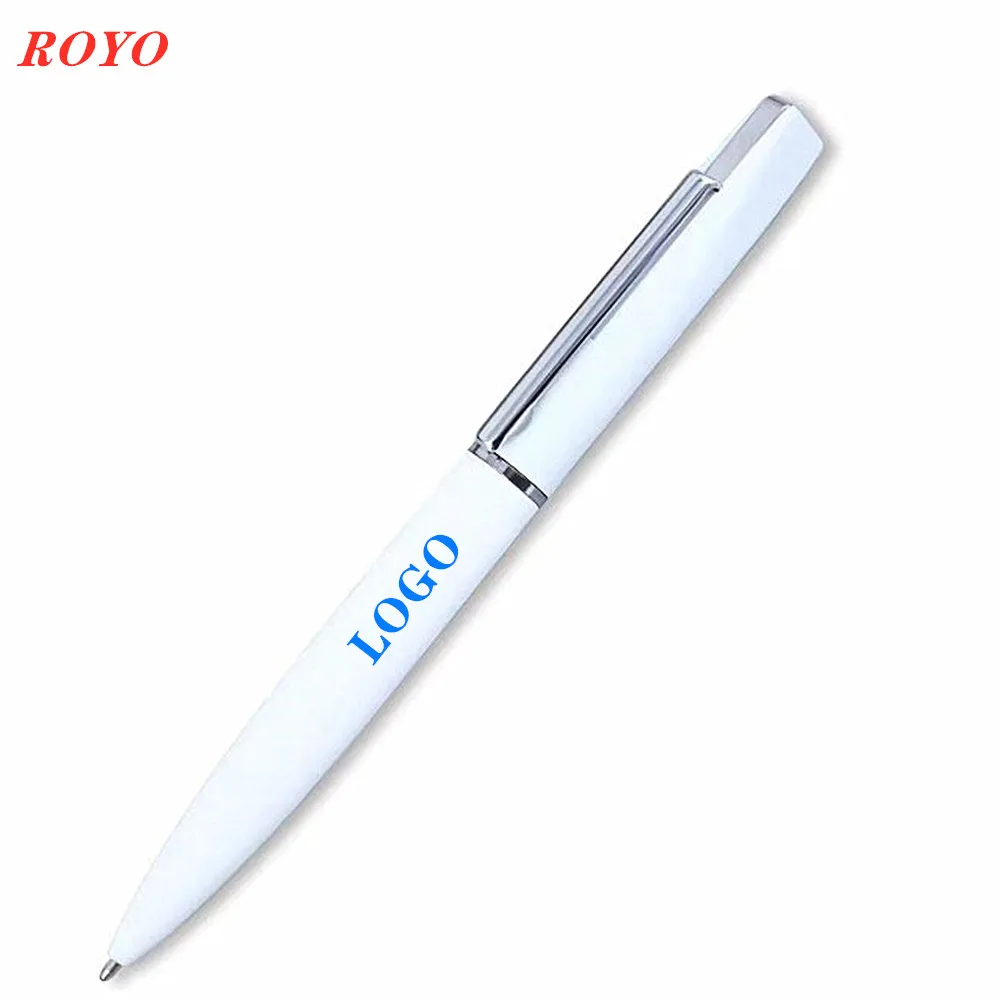 Metal Ball Pen Black White Simple Luxury Fine Ballpoint Pens With Custom Logo for Business Gift and Promotional