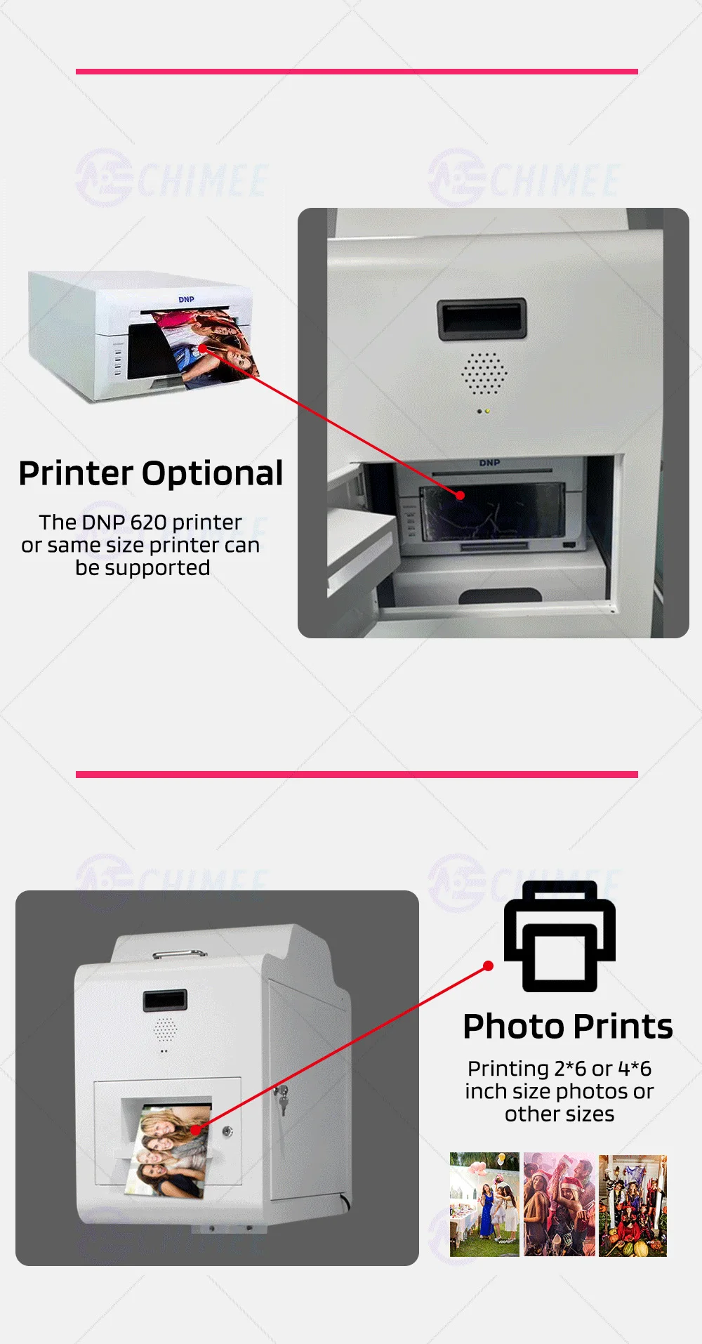 Photo Booth With Printer And Camera 21.5 Inch Lcd Touch Monitor Shell