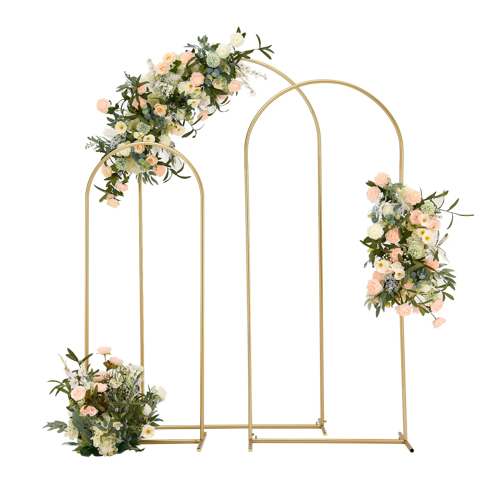 Set Of 3 Metal Wedding Arch Backdrop Stand Gold Arbor Stand For 