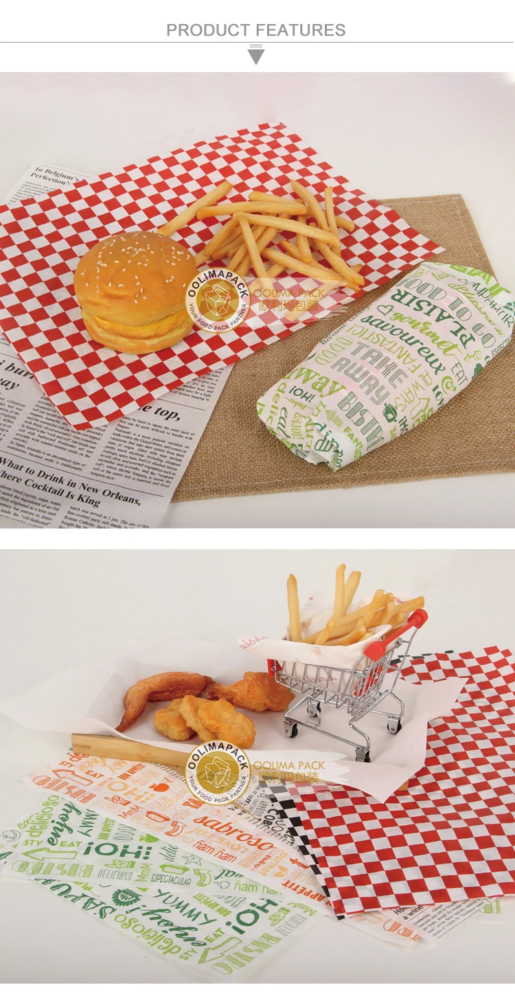 printed greaseproof paper,high quality food grade