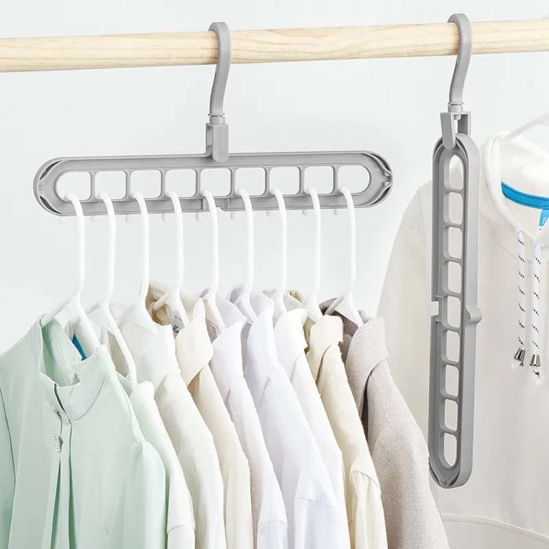 Multi Color Space Saving 9 Holes Rotatable Plastic 9 in 1 Magic Clothes Hanger