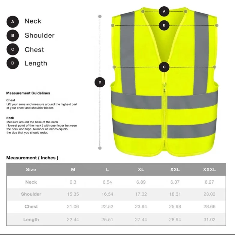 Visibility Security Safety Vest Reflective Strips Work Wear Uniforms Clothing