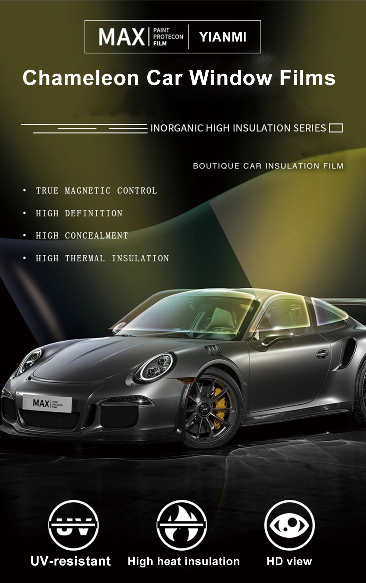 Chameleon Window Film Hard Carton Pet Blue Car Accessories Window Tint