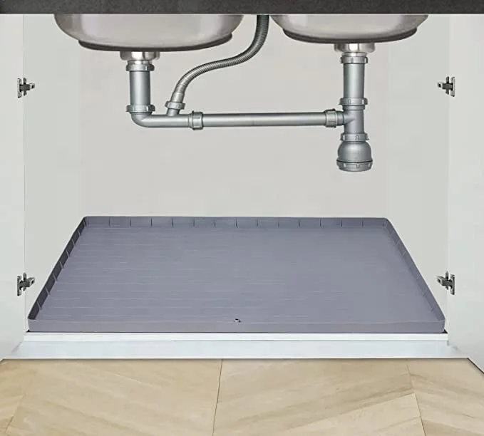 Водонепроницаемый гибкий силиконовый коврик под раковину с отверстиями для слива