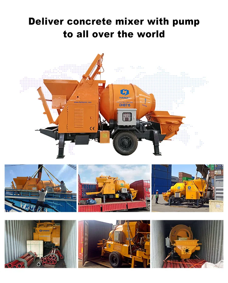 Hamac Mini Portable Mobile Trailer Concrete Pump Mixing Machine ...