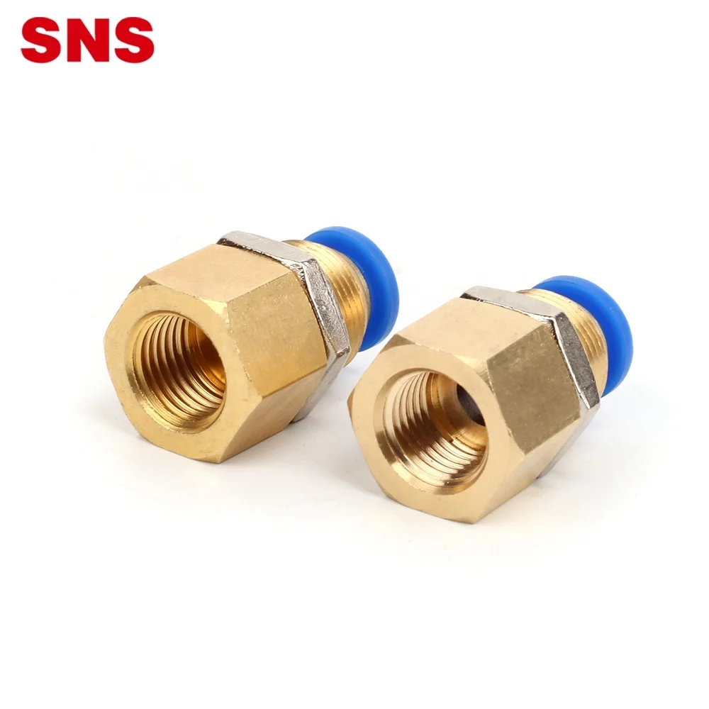 SNS SPMF Series One Touch air Hose Tube Quick Straight Brass Bulkhead Fitting Pneumatic Female Thread Connector