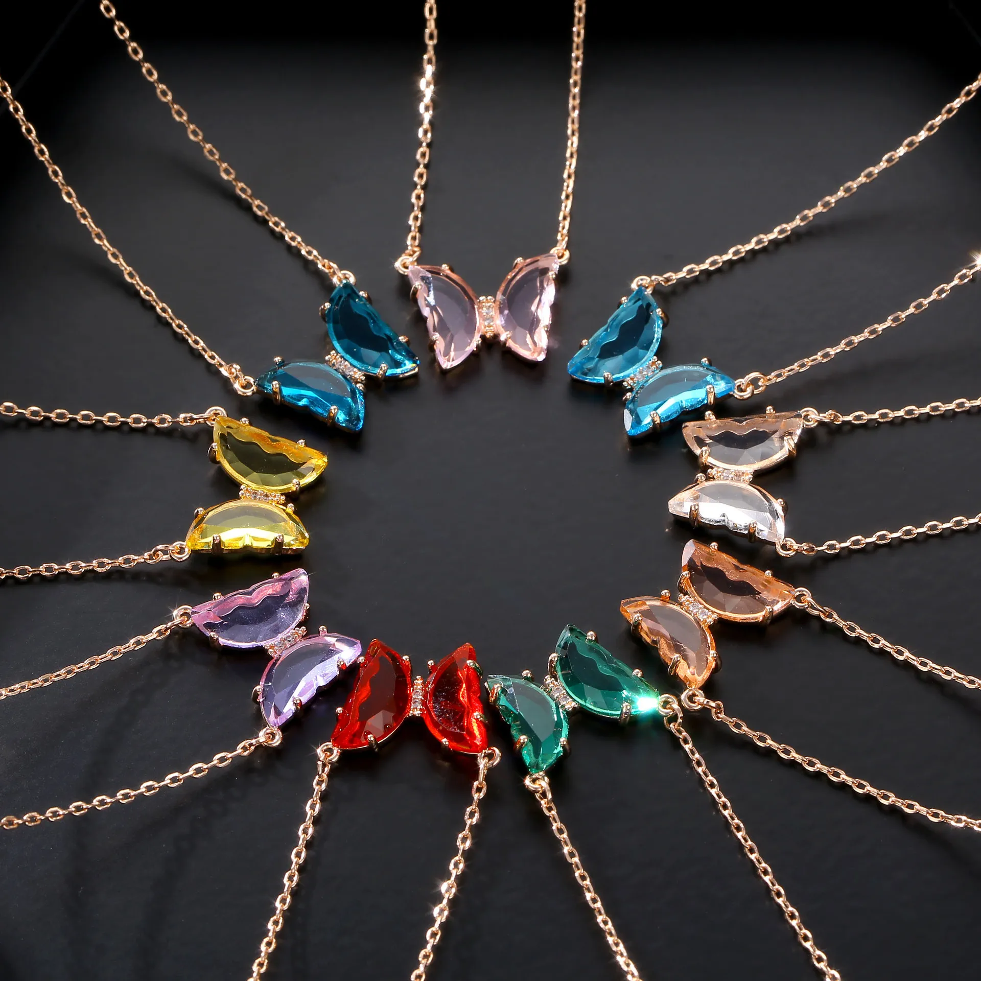 钟表,珠宝,眼镜 珠宝 首饰套装产品名称 热销简约魅力饰品玻璃色蝴蝶