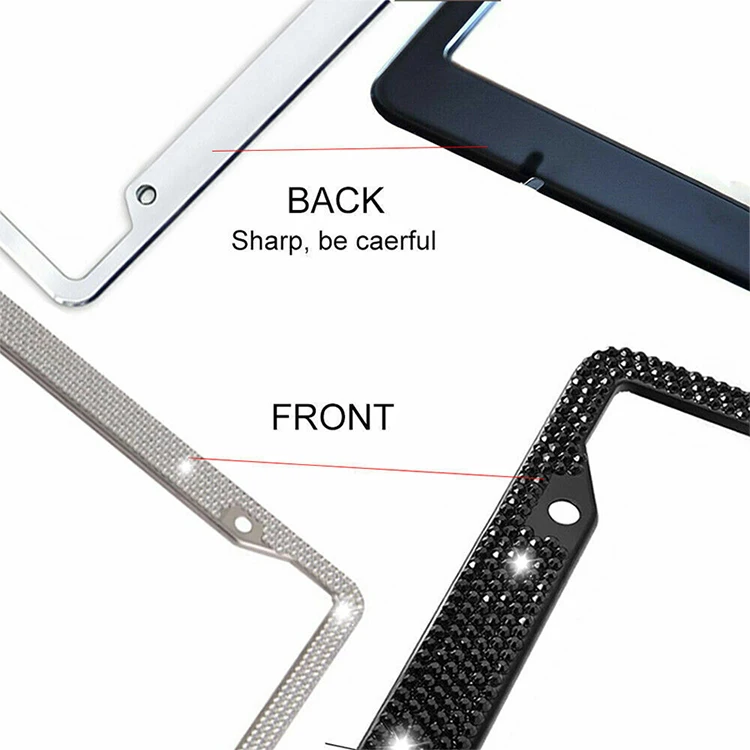Bling License Plate Holder Sparkly 2 Holes Universal Stainless Steel License Plate Frame for US Cars manufacture