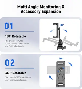 NEEWER Phone Clamp Clip Holder Metal Phone Tripod Mount with Cold Shoe Mount for RS4 RS3 Pro RS2 RSC2 Gimbal Stabilizer detail image