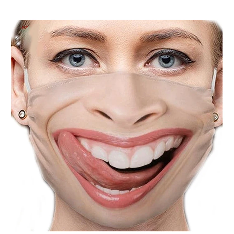 大笑脸个性搞笑表情防尘印花棉质口罩