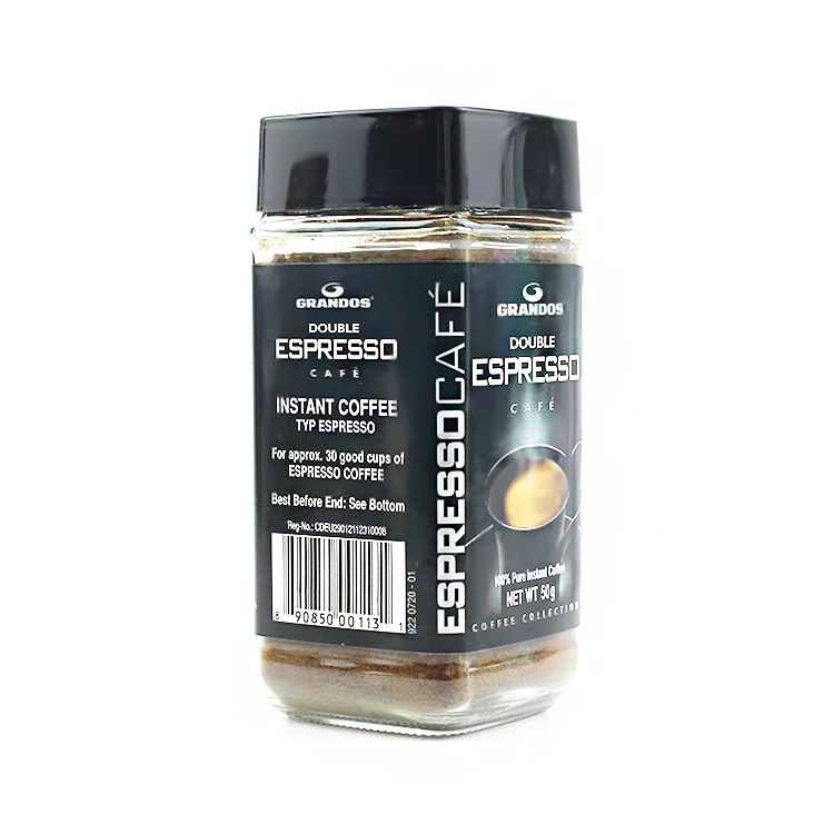 Factory Manufacture Empty 50g Square Glass Canning Jars for Coffee Sugar Food Grade Spice Tea With Black Plastic Lid