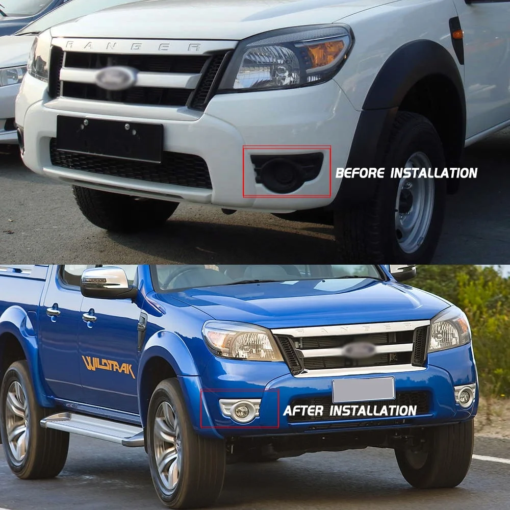 Fog Light Lamp Assembly for ford Ranger Pk everest 2009 2010 2011 With Switch Wire Harness and Chrome Bezel