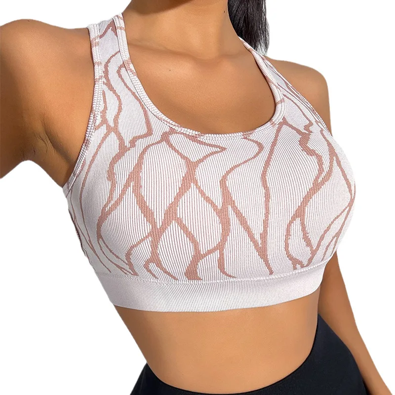 European and American Camouflage Yoga Bra O Neck Vest Off Shoulder Print Top Sexy Wrapped Chest wear Sleeveless Vest For Women supplier