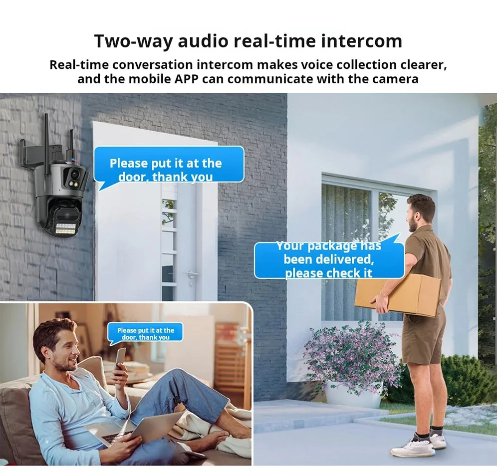 CCTV Wifi IP kamera dönüştürmek çift Lens HD 4MP PTZ rotasyon güvenlik su geçirmez H.265