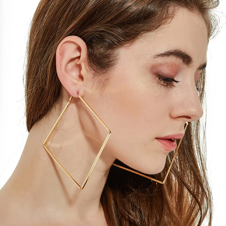 Wholesale earrings. Trendy Gold Square Hoop Earrings Supplier | JR Fashion  Accessories