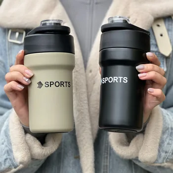Modern Design Portable Water Cup for Women High-Looking Double Drinking Cup Straw Coffee Thermos 304 Stainless Steel Vacuum