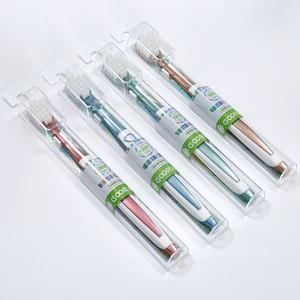 Factory Customized 1 Adult Manual Toothbrush Soft Nylon Bristle PP Handle Disposable Own Brand PBT PVC Box Quality Toothbrush