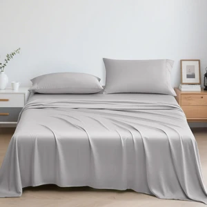 100% Organic Lyocell Sustainable Bamboo 300TC Woven Simple Style Solid Home Sheet Bedding Set