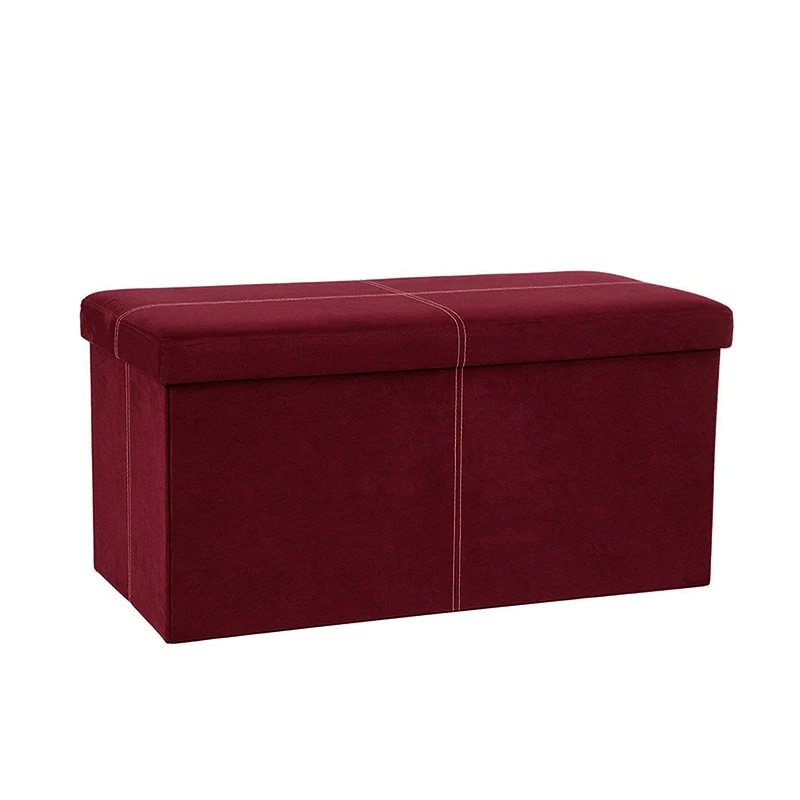 Factory Customized Modern Linen Stool Seat Design Folding Ottoman Storage Bench With Drawer