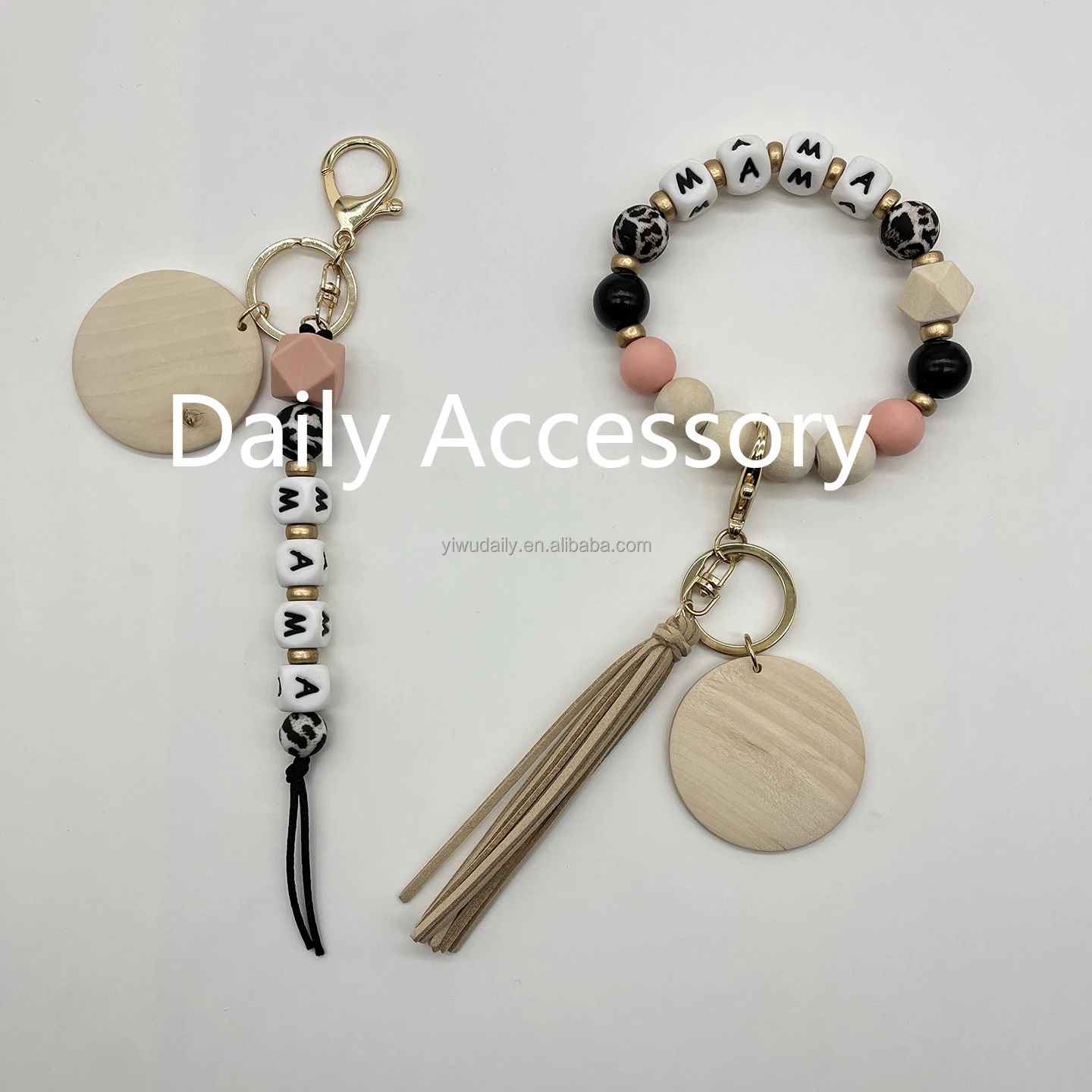 Custom Baseball Sporty Wristlet Key Ring Wood Sublimation Disc Rugby