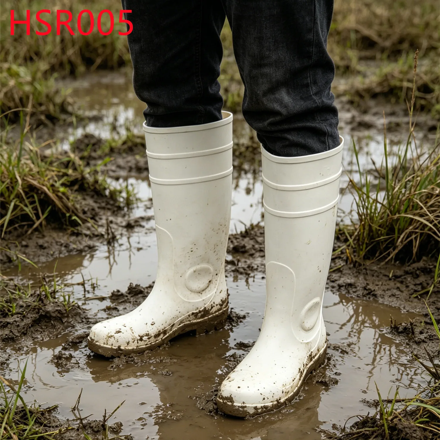 YYR,Guyana Market Popular High-cut Gumboots with Steel Toe Livestock Farm Integral Molding PVC Material SRC Work Boots HSR005