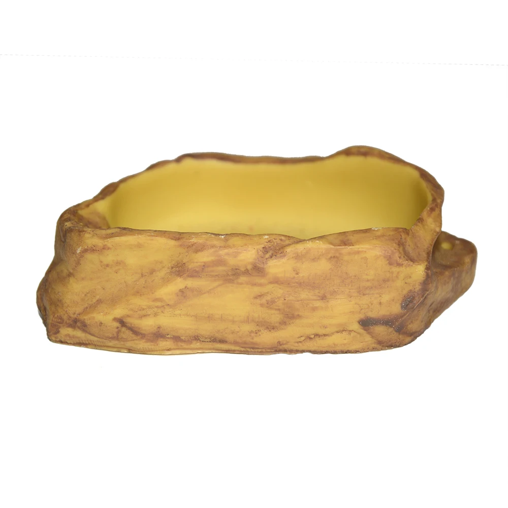 JT-02 Reptile Feeding Terrarium Bowls for Lizard Frog Gecko Tortoise Resin Reptile Rock Food Dish
