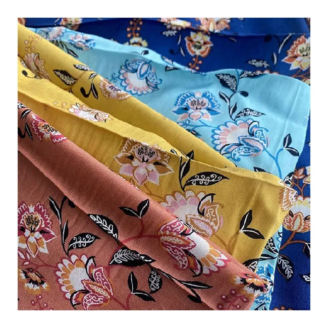 Производители индивидуальных dirac набор 100% вискоза печатная Цветочная вискозная ткань для платьев