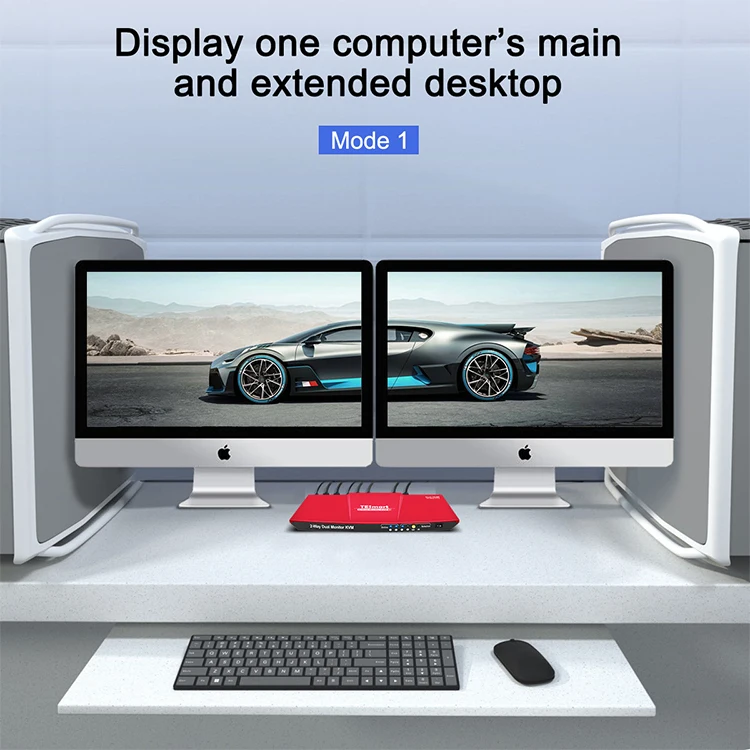 Tesmart High Quality Kvm Switch Dual Monitor Hot Plug Usb 2.0 Extractor 4x2 Edid Hotkey 4k60hz