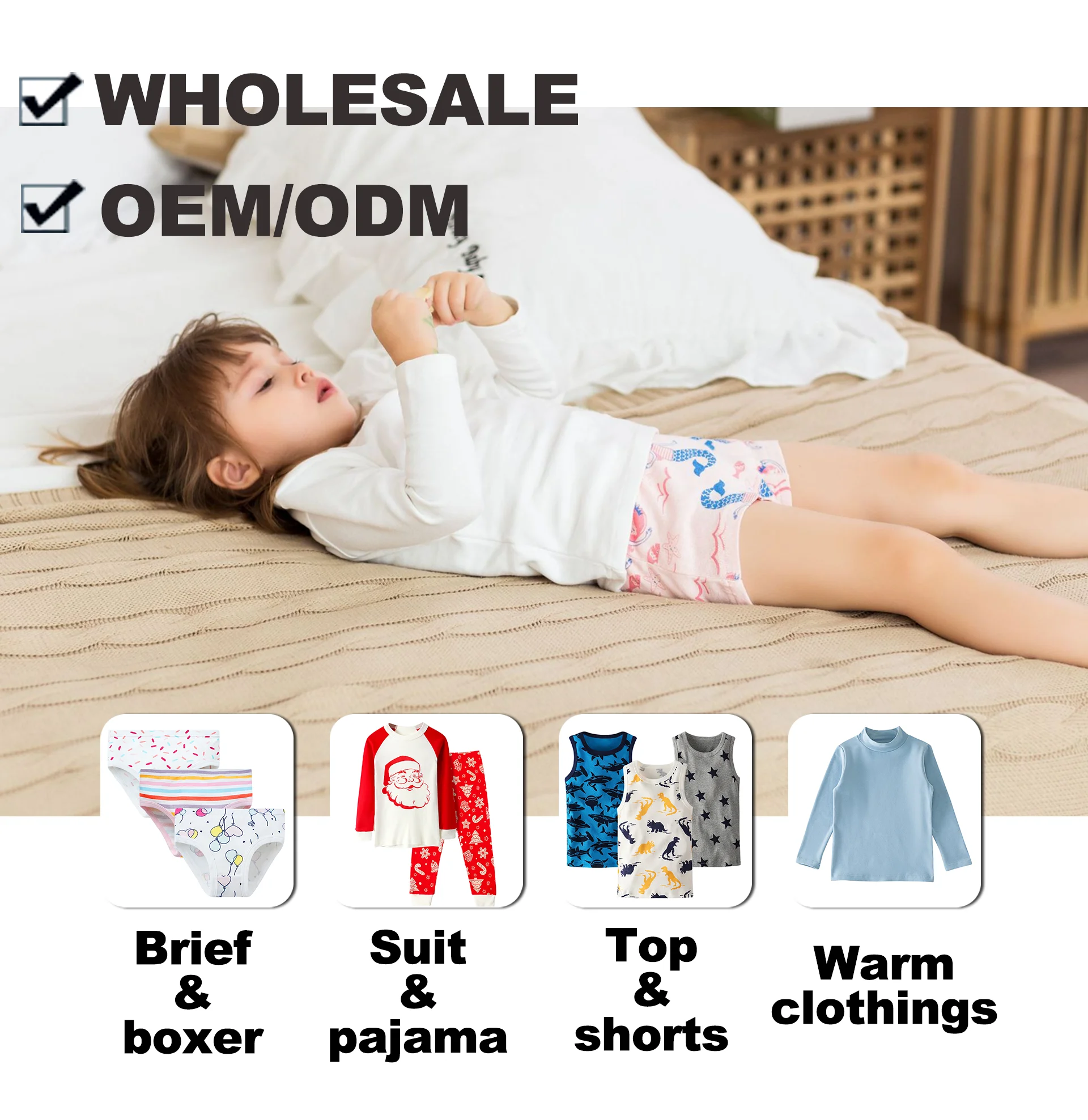 Wholesale/ODM/OEM Little Girl Underwear Home Short Cute Pant With Soft Material