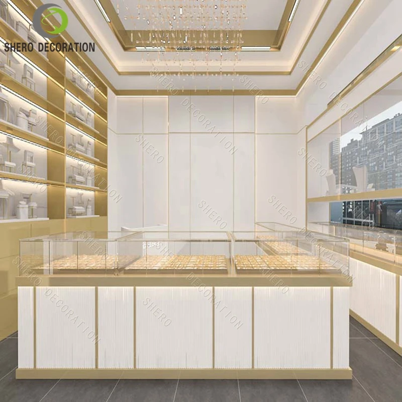 Custom Modern Luxury Jewellery Counter Display Glass Jewelry Display ...