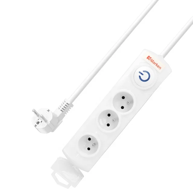 Europe Power Strip 3 gang French socket with Switch Electric Extension Socket