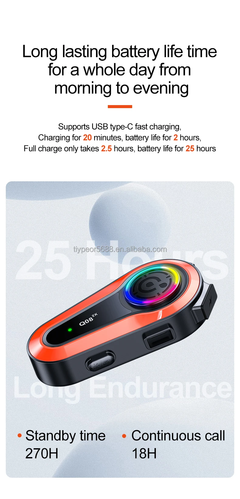 product tiypeor wireless waterproof open ear bluetooth helmet headset earbuds with led battery indicator fm radio for motorcycles-6