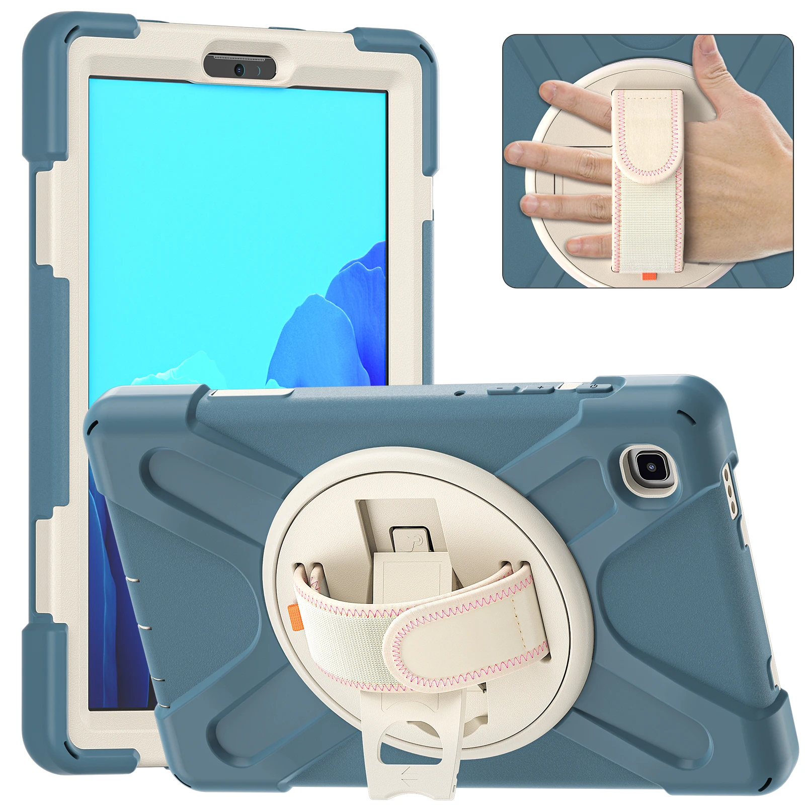 GSCASE PC TPU Hybrid Tablet Case With Hand Strap Case Cover for Samsung Galaxy TAB A7 Lite