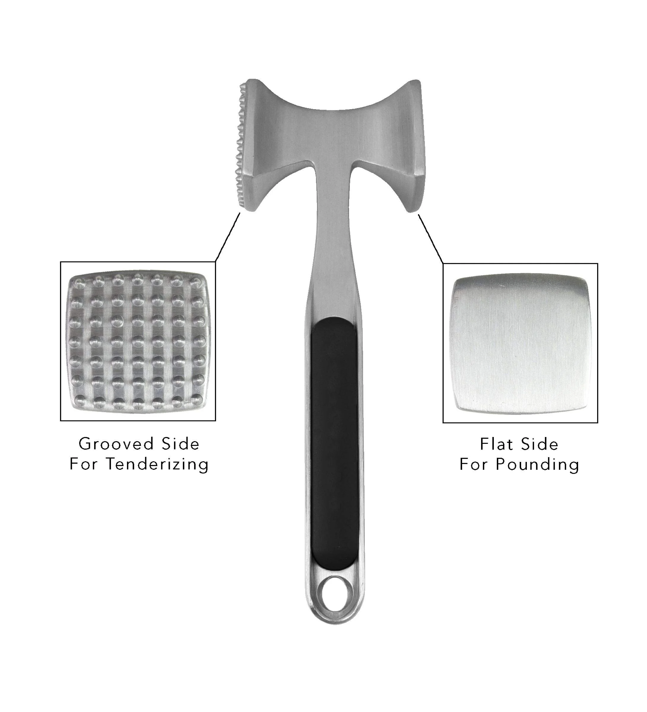Non Slip Aluminum Alloy Kitchen Meat Mallet Manual Beef Steak Meat