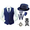 Conjunto azul de ocho piezas.