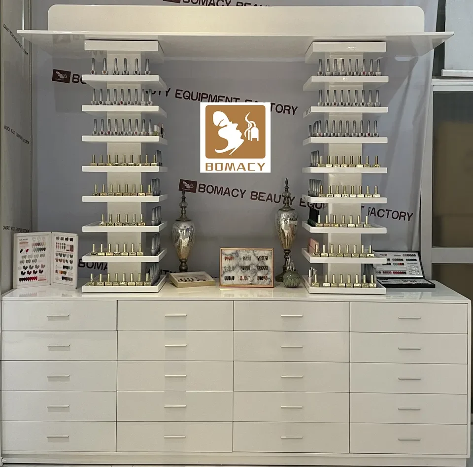 Gel Storage Wood Shelves for Cosmetic Store Klar Rotating Acrylic Art Practice Polish Display Stand Nail Polish Racks Wall Mount