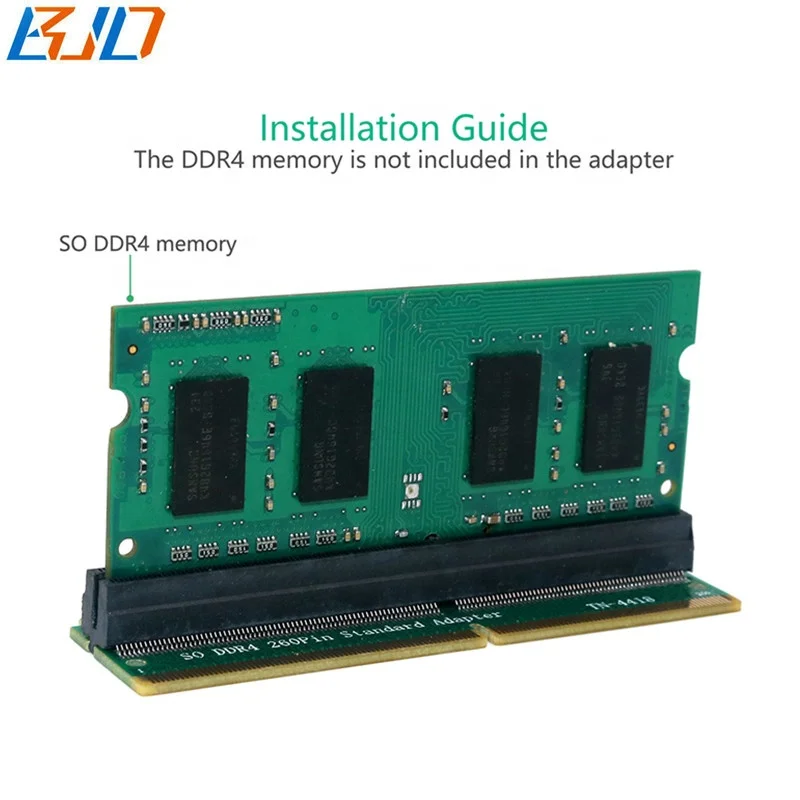 Adaptateur DDR4 SO-DIMM Vers DIMM – Pour Convertir Une Barrette De RAM Portable En RAM De Bureau – Compatible PC - 8