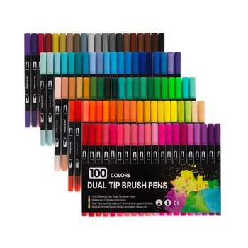 Custom with logo 12/24/36/48/72/100 colors Dual Tip Marker Pen Art Markers Non Toxic Dual Tip Permanent