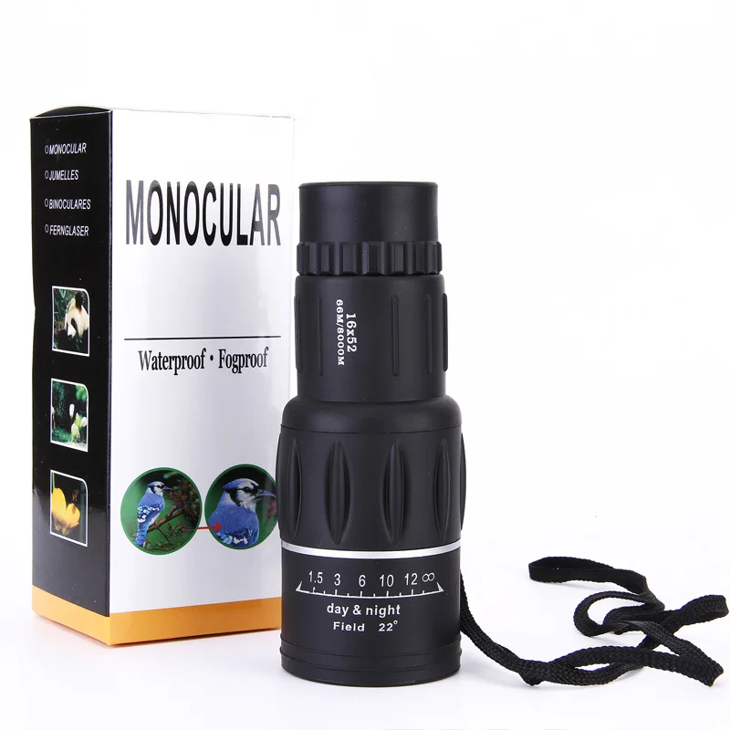 16X52 Dual Focus Monocular Waterproof Hunting Spotting Telescope 16 Times  Magnification for Outdoor Fishing Camping Measurement