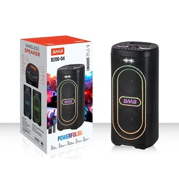 B206-04 Portable Altavoz De Karaoke Big Speakers Outdoor DJ Party Dual 6.5 Inch Party Blue Tooth Speaker With Mic for Family Ktv