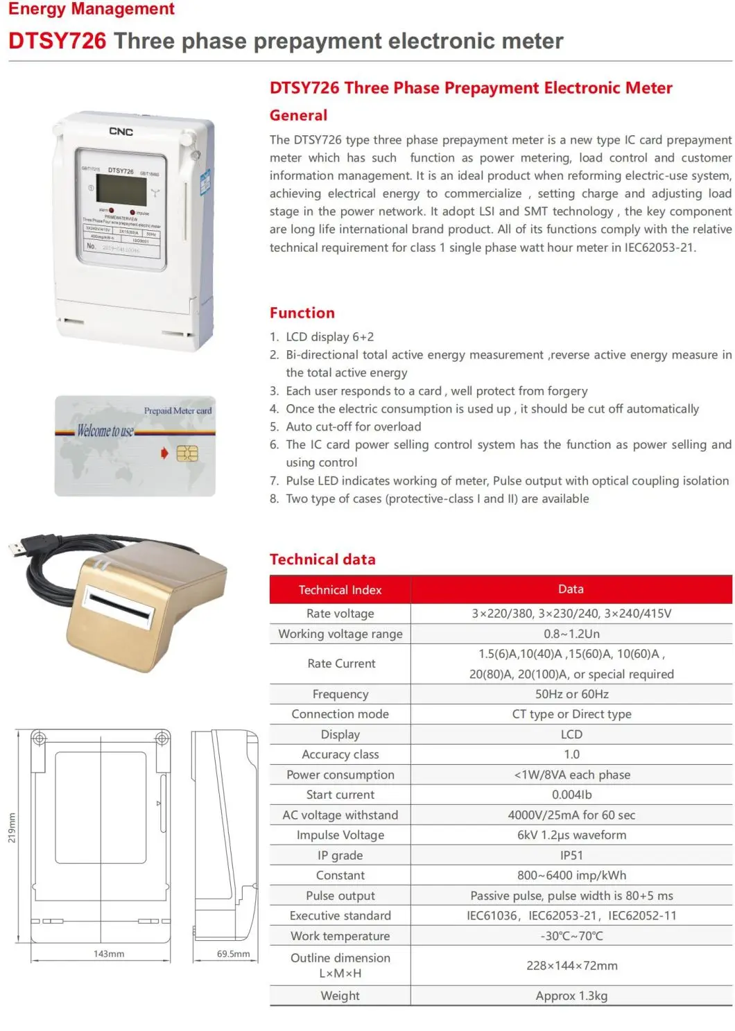 LCD Display Prepaid Three Phase Smart Electric Energy Meter with ...