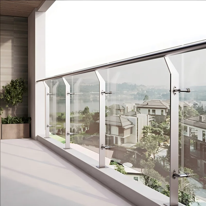 Stainless Steel Glass Railing for Modern Homes - Clear Balcony Rails with Minimalist Post & Handrail supplier