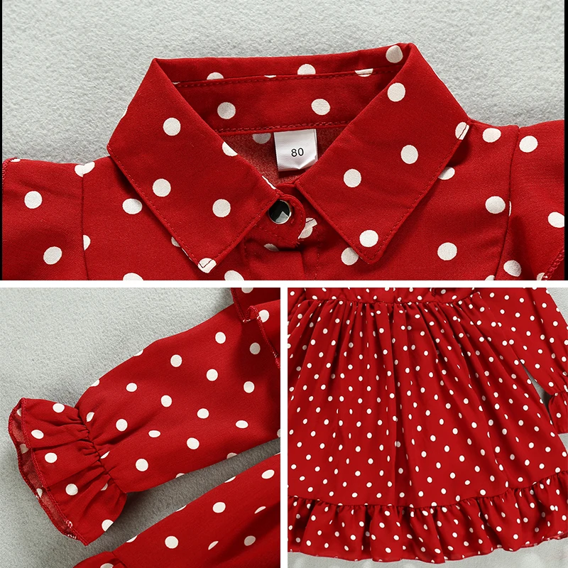
Оптовая продажа в европейском стиле платье для девочек, красное платье в горошек; Платье в винтажном стиле для ОСЕНЬ детское платье; Одежда для детей 