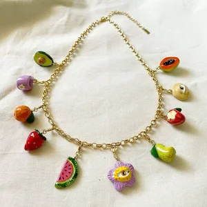 2026 Summer New Fashion DIY Fruit Plant Snacks Necklace Pendant  Independent Station 18K Gold Stainless Steel