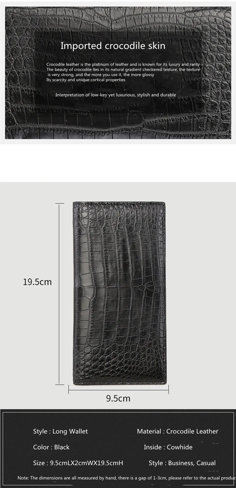 Source New arrival men's crocodile leather wallet business long