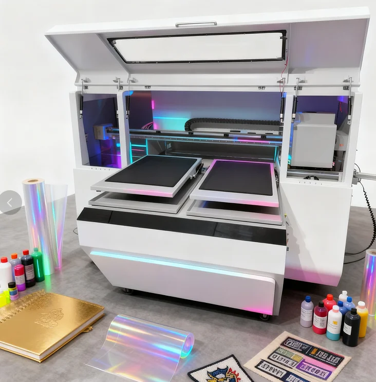 Dual Station 3D DTG Tshirt Printer with Fast Speed Adjustable Height UV Ink