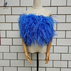 Summer Tube Tops Pure Color Fur Strapless Camisole Women Sexy Ostrich Feather Top