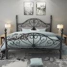 Flower Bed Modern Design Customize Bedroom Furniture Double Size Queen Size Flower Curved Decoration Headboard Metal Bed