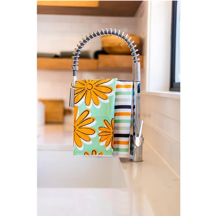 Weave Tea Towel Microfiber Kitchen Dish Towels Hand Loop Designer Prints