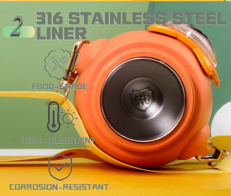 Большая емкость, милая детская бутылка для воды, термос с соломинкой, детская чашка из нержавеющей стали